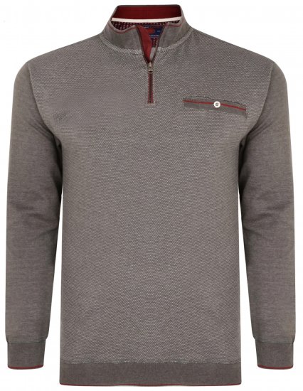 Kam Jeans 7020 1/4 Zip Sweater Charcoal - φούτερ/Φούτερ με κουκούλα - φούτερ/Φούτερ με κουκούλα ανδρικά μεγάλα μεγέθη 