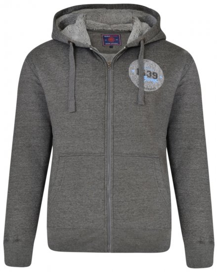 Kam Jeans 7025 Sherpa lined Hoodie Charcoal - φούτερ/Φούτερ με κουκούλα - φούτερ/Φούτερ με κουκούλα ανδρικά μεγάλα μεγέθη 