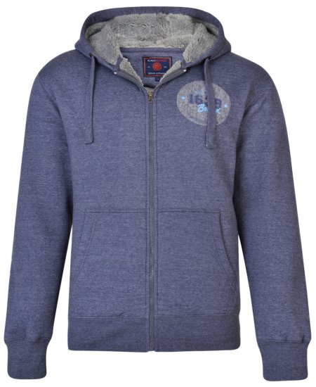 Kam Jeans 7025 Sherpa lined Hoodie Insignia blue - φούτερ/Φούτερ με κουκούλα - φούτερ/Φούτερ με κουκούλα ανδρικά μεγάλα μεγέθη 