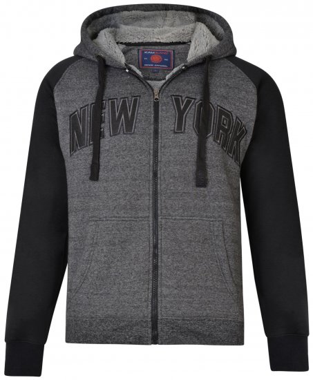 Kam Jeans 7026 New York Hoodie Black - φούτερ/Φούτερ με κουκούλα - φούτερ/Φούτερ με κουκούλα ανδρικά μεγάλα μεγέθη 