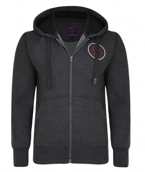 Kam Jeans 7030 Hoody Charcoal - φούτερ/Φούτερ με κουκούλα - φούτερ/Φούτερ με κουκούλα ανδρικά μεγάλα μεγέθη 