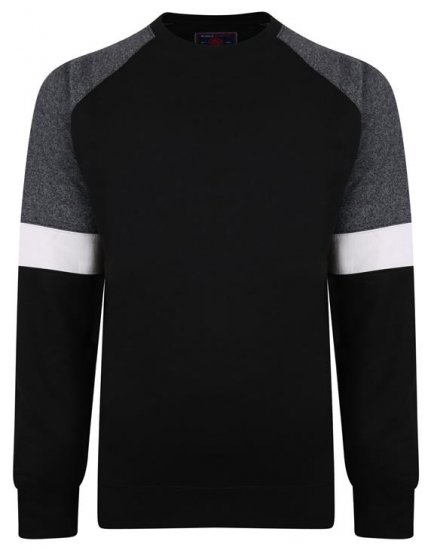 Kam Jeans 7031 Crew Neck Sweater Black - φούτερ/Φούτερ με κουκούλα - φούτερ/Φούτερ με κουκούλα ανδρικά μεγάλα μεγέθη 