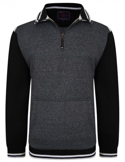 Kam Jeans 7032 Casual Sweater Black - φούτερ/Φούτερ με κουκούλα - φούτερ/Φούτερ με κουκούλα ανδρικά μεγάλα μεγέθη 