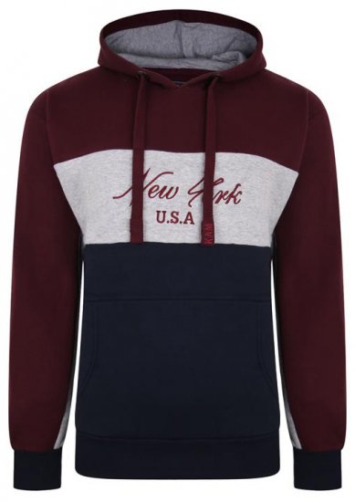 Kam Jeans 7033 NY Over The Head Hoodie Burgundy - φούτερ/Φούτερ με κουκούλα - φούτερ/Φούτερ με κουκούλα ανδρικά μεγάλα μεγέθη 