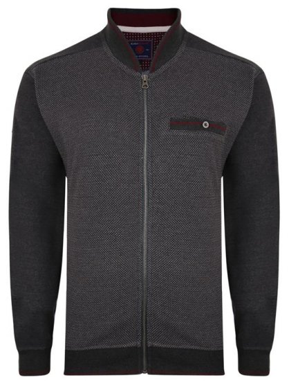 Kam Jeans 7035 Dobby Track Top Charcoal - φούτερ/Φούτερ με κουκούλα - φούτερ/Φούτερ με κουκούλα ανδρικά μεγάλα μεγέθη 