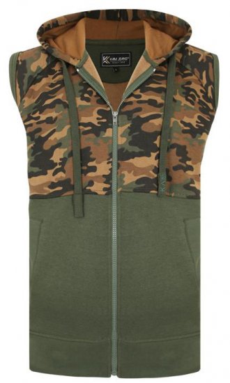 Kam Jeans 7039 Camo Panelled Vest - φούτερ/Φούτερ με κουκούλα - φούτερ/Φούτερ με κουκούλα ανδρικά μεγάλα μεγέθη 