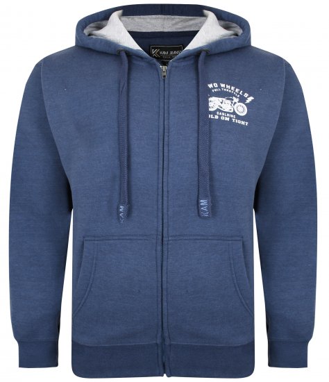 Kam Jeans 7043 Full Throttle Hoodie Indigo - φούτερ/Φούτερ με κουκούλα - φούτερ/Φούτερ με κουκούλα ανδρικά μεγάλα μεγέθη 