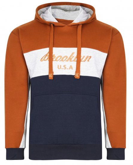 Kam Jeans 7046 Over Head Brooklyn Hoodie Orange - φούτερ/Φούτερ με κουκούλα - φούτερ/Φούτερ με κουκούλα ανδρικά μεγάλα μεγέθη 
