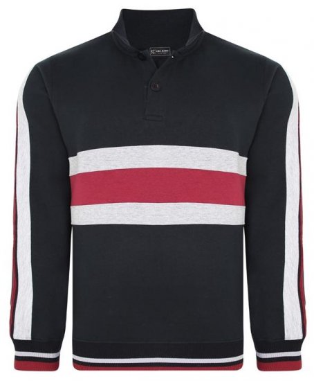 Kam Jeans 7047 Over Head Cut & Saw Sweat Top Black - φούτερ/Φούτερ με κουκούλα - φούτερ/Φούτερ με κουκούλα ανδρικά μεγάλα μεγέθη 
