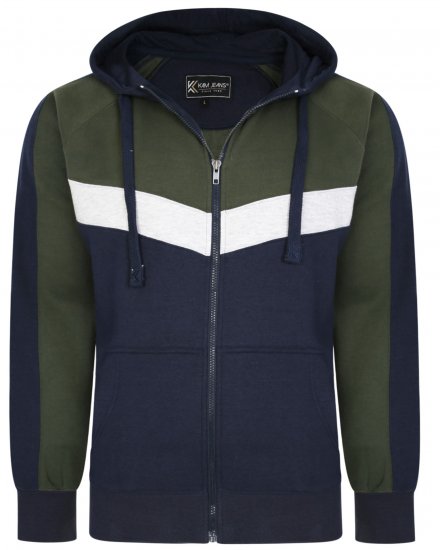 Kam Jeans 7048 Chevron Panelled Hoodie Khaki - φούτερ/Φούτερ με κουκούλα - φούτερ/Φούτερ με κουκούλα ανδρικά μεγάλα μεγέθη 