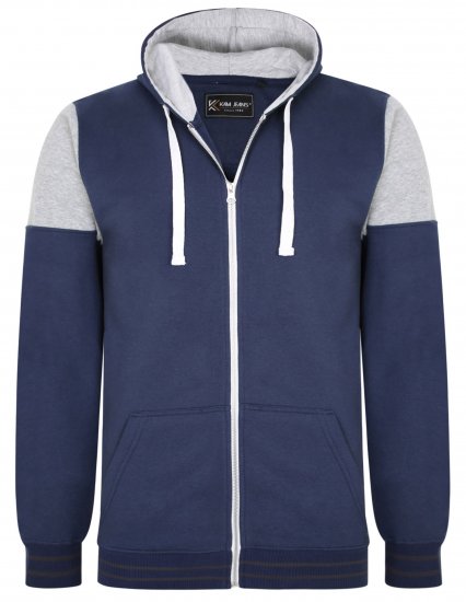 Kam Jeans 7049 Cut & Saw Sleeve Hoodie Navy - φούτερ/Φούτερ με κουκούλα - φούτερ/Φούτερ με κουκούλα ανδρικά μεγάλα μεγέθη 