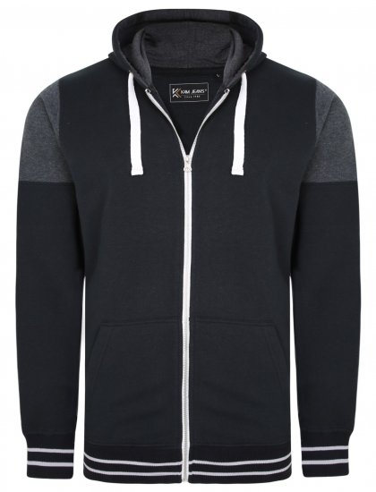 Kam Jeans 7049 Cut & Saw Sleeve Hoodie Black - φούτερ/Φούτερ με κουκούλα - φούτερ/Φούτερ με κουκούλα ανδρικά μεγάλα μεγέθη 
