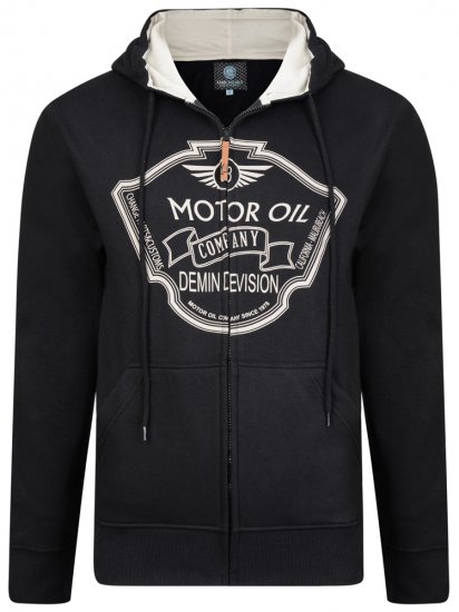 Kam Jeans 705 Motor Oil Hoodie Black - φούτερ/Φούτερ με κουκούλα - φούτερ/Φούτερ με κουκούλα ανδρικά μεγάλα μεγέθη 