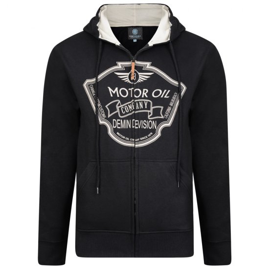 Kam Jeans 705 Motor Oil Hoodie Black - φούτερ/Φούτερ με κουκούλα - φούτερ/Φούτερ με κουκούλα ανδρικά μεγάλα μεγέθη 