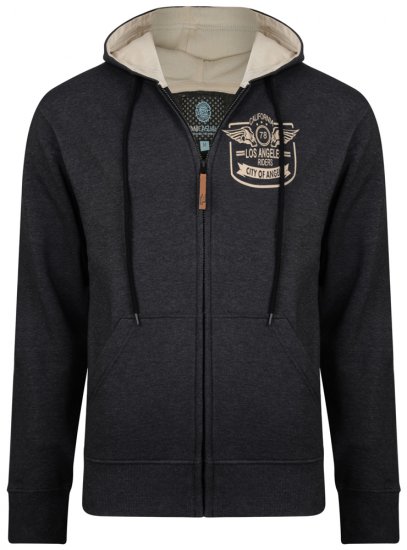 Kam Jeans 706 L.A. Riders Hoodie Charcoal - φούτερ/Φούτερ με κουκούλα - φούτερ/Φούτερ με κουκούλα ανδρικά μεγάλα μεγέθη 