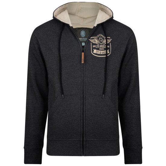 Kam Jeans 706 L.A. Riders Hoodie Charcoal - φούτερ/Φούτερ με κουκούλα - φούτερ/Φούτερ με κουκούλα ανδρικά μεγάλα μεγέθη 