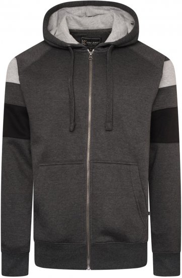 Kam Jeans 7069 Cut & Saw Zip Thru Hoody Charcoal - φούτερ/Φούτερ με κουκούλα - φούτερ/Φούτερ με κουκούλα ανδρικά μεγάλα μεγέθη 
