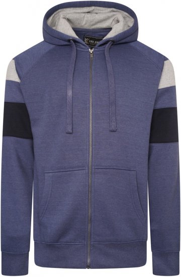 Kam Jeans 7069 Cut & Saw Zip Thru Hoody Royal Blue - φούτερ/Φούτερ με κουκούλα - φούτερ/Φούτερ με κουκούλα ανδρικά μεγάλα μεγέθη 