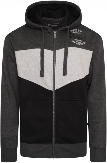 Kam Jeans 7070 Panelled Hoody with EMB Charcoal - φούτερ/Φούτερ με κουκούλα - φούτερ/Φούτερ με κουκούλα ανδρικά μεγάλα μεγέθη 