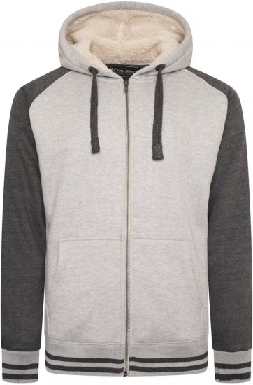 Kam Jeans 7075 Raglan Zip Thru Sherpa Hoodie Grey - φούτερ/Φούτερ με κουκούλα - φούτερ/Φούτερ με κουκούλα ανδρικά μεγάλα μεγέθη 