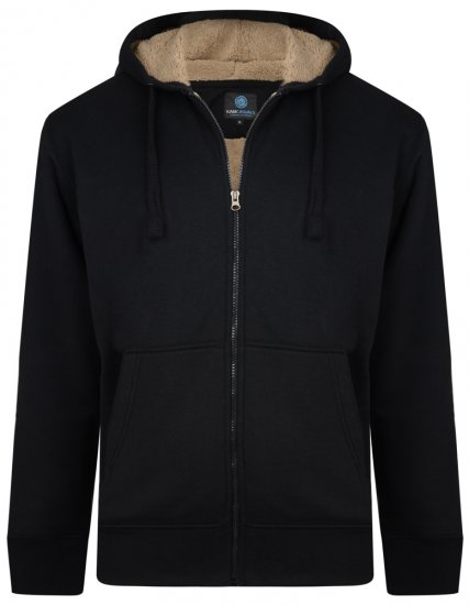 Kam Jeans 709 Sherpa Lined Hoodie Black - φούτερ/Φούτερ με κουκούλα - φούτερ/Φούτερ με κουκούλα ανδρικά μεγάλα μεγέθη 