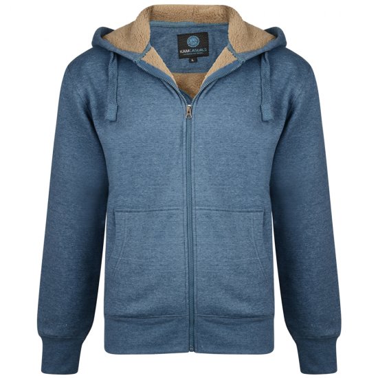 Kam Jeans 709 Sherpa Lined Hoodie Denim - φούτερ/Φούτερ με κουκούλα - φούτερ/Φούτερ με κουκούλα ανδρικά μεγάλα μεγέθη 