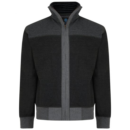 Kam Jeans 715 Full Zip Sweater Charcoal - φούτερ/Φούτερ με κουκούλα - φούτερ/Φούτερ με κουκούλα ανδρικά μεγάλα μεγέθη 