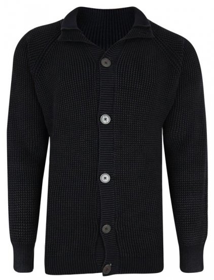 Kam Jeans 79 Washed Effect Knitted Black Cardigan - φούτερ/Φούτερ με κουκούλα - φούτερ/Φούτερ με κουκούλα ανδρικά μεγάλα μεγέθη 