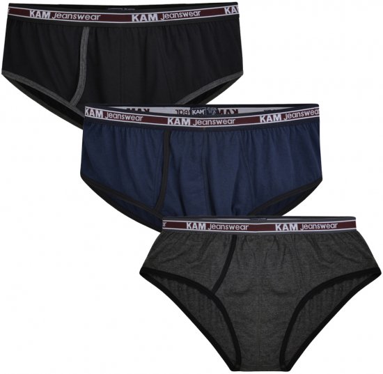 Kam Jeans 806 Underwear Black, Charcoal, Navy 3-Pack - Εσώρουχα/Μαγιό - Aνδρικά Εσώρουχα μεγάλα μεγέθη