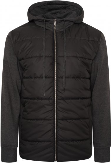 Kam Jeans KV135 Quilted Zip Thru Hoody with Padded Body & Jersey Sleeves Black TALL SIZES - ΑΝΔΡΙΚΑ ΡΟΥΧΑ MT-6XLT - Μεγέθη TALL