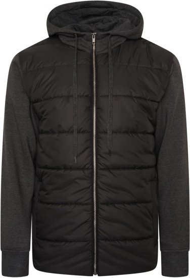 Kam Jeans KV135 Quilted Zip Thru Hoody with Padded Body & Jersey Sleeves Black - φούτερ/Φούτερ με κουκούλα - φούτερ/Φούτερ με κουκούλα ανδρικά μεγάλα μεγέθη 