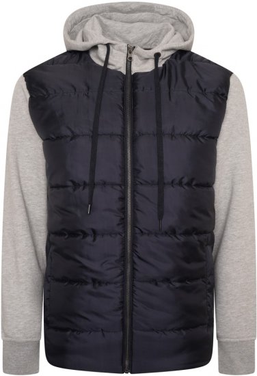 Kam Jeans KV135 Quilted Zip Thru Hoody with Padded Body & Jersey Sleeves Navy TALL SIZES - ΑΝΔΡΙΚΑ ΡΟΥΧΑ MT-6XLT - Μεγέθη TALL