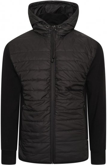 Kam Jeans KV136 Padded Body And Jersey Sleeves Hybrid Zip Thru Quilted Hoody Black TALL SIZES - ΑΝΔΡΙΚΑ ΡΟΥΧΑ MT-6XLT - Μεγέθη TALL