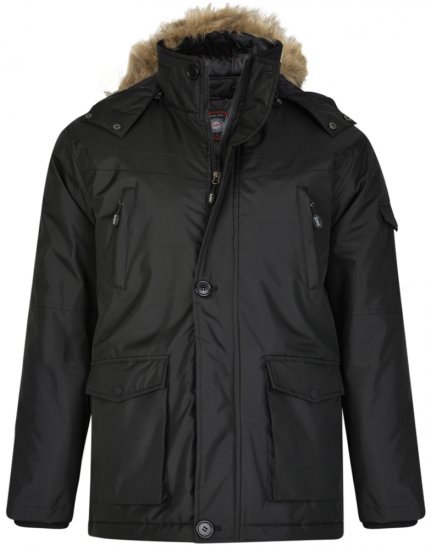 Kam Jeans KV97 Padded Winter Jacket Black - Μπουφάν - Aνδρικά μπουφαν μεγάλα μεγέθη