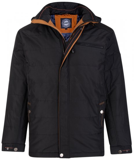 Kam Jeans KV98 Padded Jacket Black - Μπουφάν - Aνδρικά μπουφαν μεγάλα μεγέθη