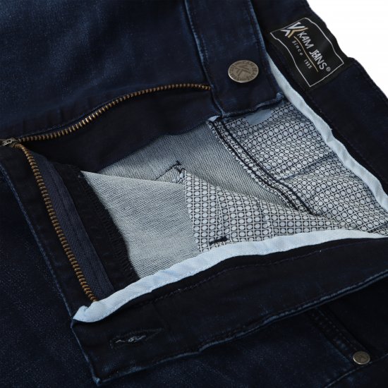 Kam Jeans Nunez Knitted Denim Stretch Fashion Jeans Dark Blue - Τζιν και παντελόνια - Aνδρικα τζιν παντελόνια μεγάλα μεγέθη