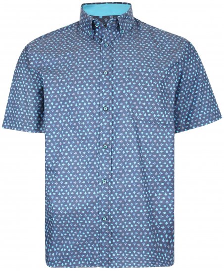 Kam Jeans P010 Premium Short sleeve Shirt Indigo - Πουκάμισα - Aνδρικά πουκαμισα μεγαλα μεγάλα μεγέθη