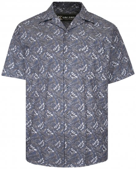Kam Jeans P011 Premium Short sleeve Shirt Charcoal - Πουκάμισα - Aνδρικά πουκαμισα μεγαλα μεγάλα μεγέθη