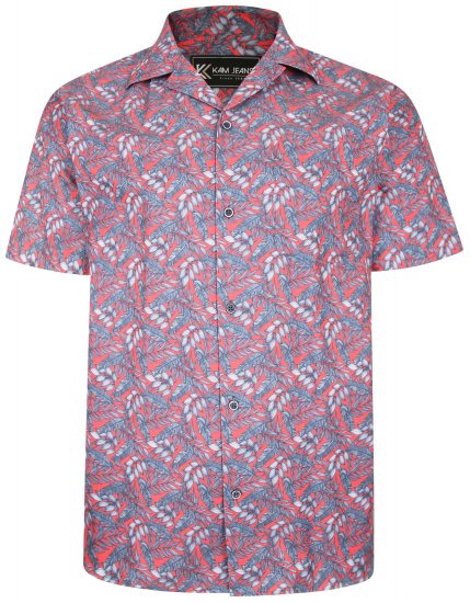 Kam Jeans P011 Premium Short sleeve Shirt Red - Πουκάμισα - Aνδρικά πουκαμισα μεγαλα μεγάλα μεγέθη