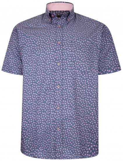 Kam Jeans P012 Premium Short sleeve shirt Navy - Πουκάμισα - Aνδρικά πουκαμισα μεγαλα μεγάλα μεγέθη