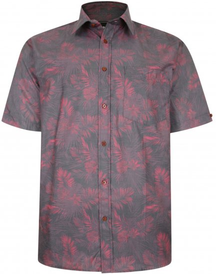 Kam Jeans P013 Premium Floral Print Shirt Burgundy - Πουκάμισα - Aνδρικά πουκαμισα μεγαλα μεγάλα μεγέθη