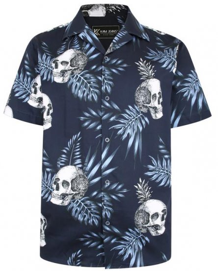 Kam Jeans P015 Casual Shirt with Skull Print - Πουκάμισα - Aνδρικά πουκαμισα μεγαλα μεγάλα μεγέθη
