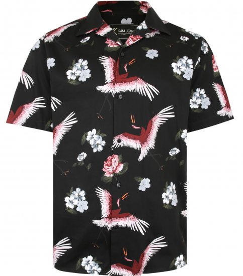 Kam Jeans P016 Flamingo Print Shirt - Πουκάμισα - Aνδρικά πουκαμισα μεγαλα μεγάλα μεγέθη