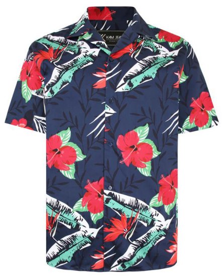 Kam Jeans P017 Casual Floral Print Shirt - Πουκάμισα - Aνδρικά πουκαμισα μεγαλα μεγάλα μεγέθη