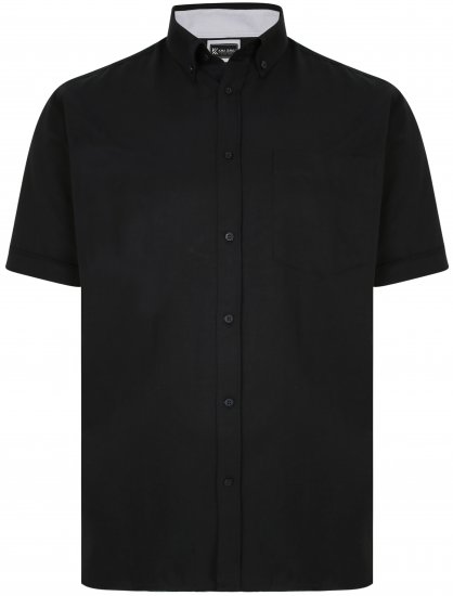 Kam Jeans P020 Premium Short sleeve Oxford Shirt Black - Πουκάμισα - Aνδρικά πουκαμισα μεγαλα μεγάλα μεγέθη