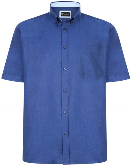 Kam Jeans P020 Premium Short sleeve Oxford Shirt Navy - Πουκάμισα - Aνδρικά πουκαμισα μεγαλα μεγάλα μεγέθη