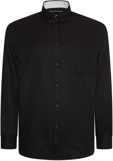 Kam Jeans P020 Premium Long sleeve Oxford Shirt Black - Πουκάμισα - Aνδρικά πουκαμισα μεγαλα μεγάλα μεγέθη