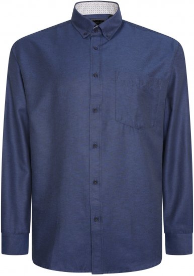 Kam Jeans P020 Premium Long sleeve Oxford Shirt Navy - Πουκάμισα - Aνδρικά πουκαμισα μεγαλα μεγάλα μεγέθη