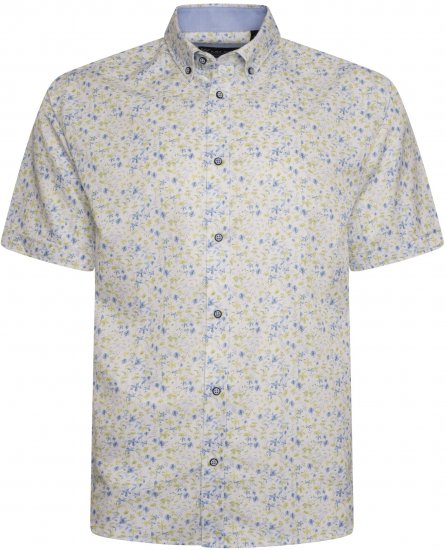 Kam Jeans P036 Premium Floral Print Shirt White - Πουκάμισα - Aνδρικά πουκαμισα μεγαλα μεγάλα μεγέθη