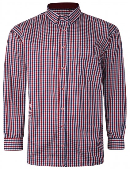 Kam Jeans P640 Premium Gingham Check Shirt LS Red - Πουκάμισα - Aνδρικά πουκαμισα μεγαλα μεγάλα μεγέθη
